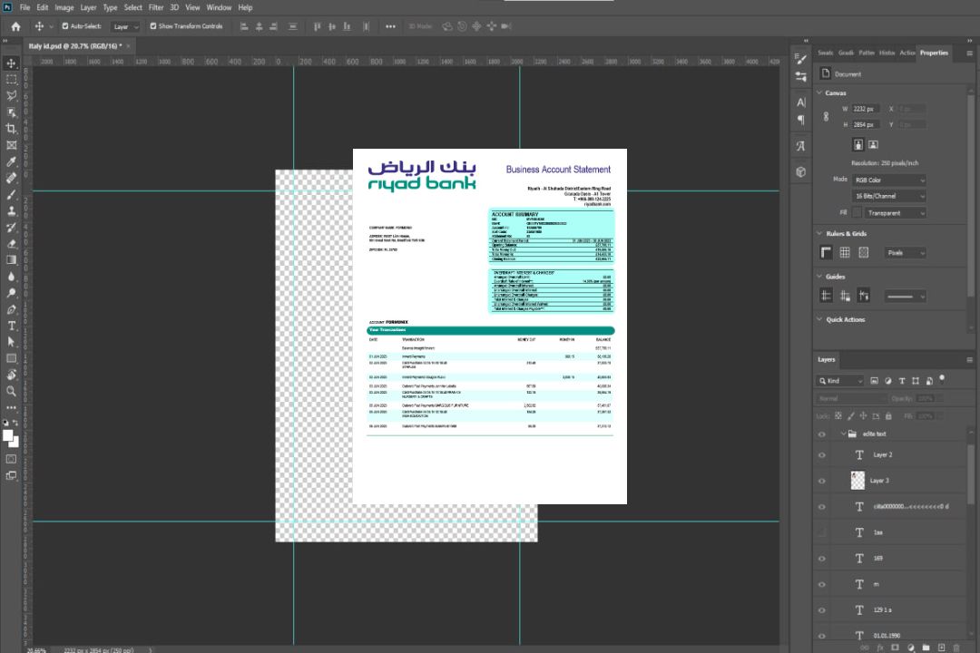 Modèle Word et PDF de déclaration d'entreprise de Riyad Bank template